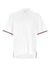 Thom Browne Rwb Stripe Cotton Polo Shirt In White
