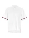 Thom Browne Rwb Stripe Cotton Polo Shirt In White