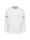 Thom Browne Long-sleeve Cotton T-shirt With Signature Stripe Details In White