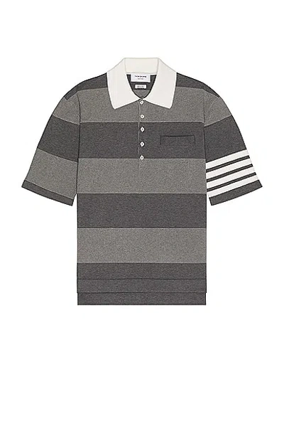 Thom Browne Rugby Short Sleeve Polo In Tonal Grey