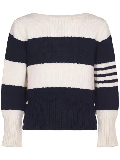 THOM BROWNE RUGBY STRIPE JERSEY STITCH BOAT NECK PULLOVER