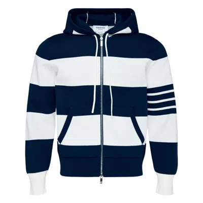 Thom Browne Rugby Stripe Zip Hoodie In Multi