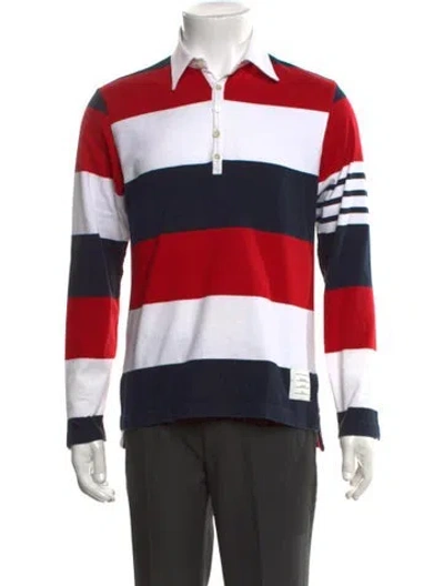 Pre-owned Thom Browne Rugby Striped Polo Shirt In Red