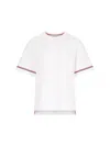 Thom Browne White Crewneck T-shirt With Rwb Detail On Neck And Sleeve In White