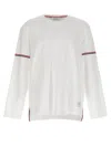 Thom Browne Long-sleeve Cotton T-shirt With Signature Stripe Details In White