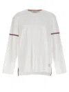 Thom Browne Long-sleeve Cotton T-shirt With Signature Stripe Details In White