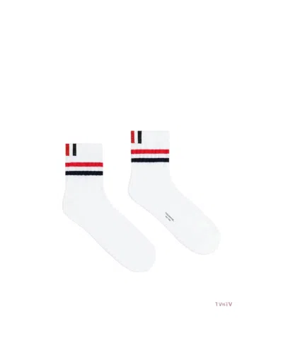 Thom Browne Rwb Ankle-length Socks In White