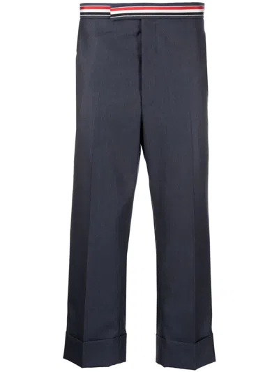 Thom Browne Cropped-hose Mit Rwb-band In Blue