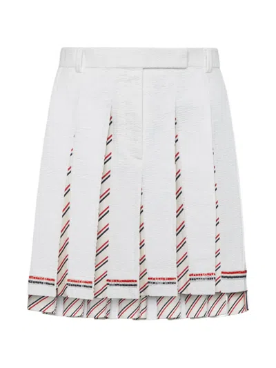 Thom Browne Rwb Bead-embellished Pleated Mini Skirt In White