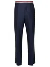 Thom Browne Rwb Blue Wool Pants In Deep Blue