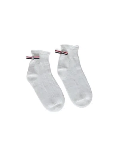 Thom Browne Rwb-bow Ankle Socks In White
