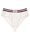 Thom Browne Color-block Briefs With Elastic Waistband And Sheer Panels In White