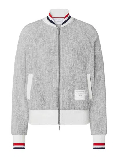 Thom Browne Rwb Cotton Bomber Jacket In Gray