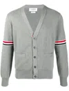 Thom Browne 4-bar Stripe V-neck Cardigan In Gray