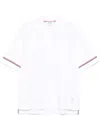 Thom Browne Rwb Stripe Cotton Polo Shirt In White