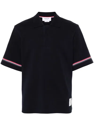 Thom Browne Rwb Cotton Polo Shirt In Blue