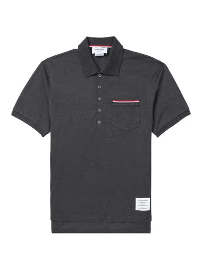 Thom Browne Rwb Cotton Polo Shirt In Gray