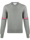 Thom Browne Milano Stitch Crew Neck Pullover In Gray