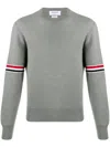 Thom Browne Rib Stitch Wool Sweater In Gray