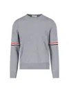 Thom Browne Milano Stitch Crew Neck Pullover In Grey