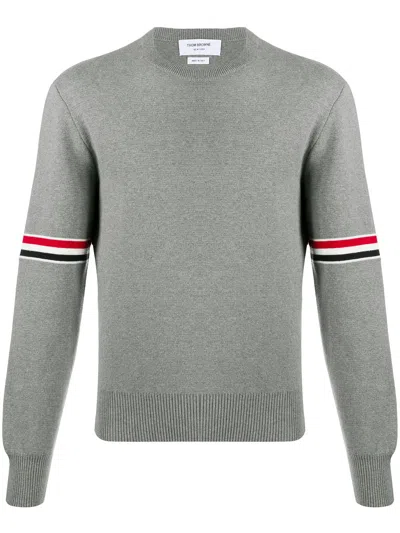 Thom Browne Rwb Cotton Sweater In Grey