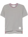Thom Browne Cotton Crew Neck T-shirt With Stripe Detailing In Gray