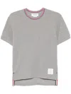 Thom Browne Cotton Crew Neck T-shirt With Stripe Detailing In Gray