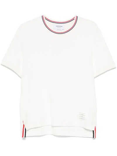 Thom Browne White T-shirt With Tricolour Detail