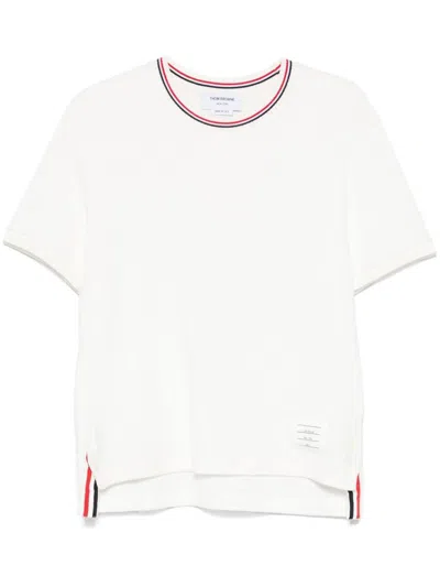 Thom Browne White T-shirt With Tricolour Detail