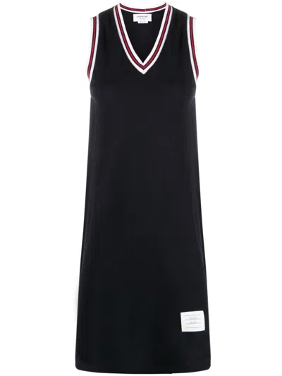 Thom Browne Rwb-stripe Piqué Tennis Minidress In Blue