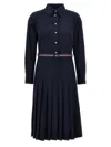 Thom Browne Woman Midi Dress Navy Size 6 Cotton In Blue