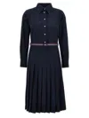 Thom Browne Woman Midi Dress Navy Size 6 Cotton In Blue