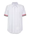 Thom Browne Rwb-edge Striped Short-sleeved Shirt In White