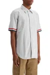Thom Browne Rwb-edge Striped Short-sleeved Shirt In Grey