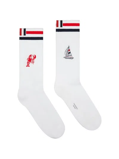 Thom Browne Rwb Funmix Athletic Socks In White