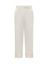 Thom Browne Straight Cotton High Waist Cropped Pants