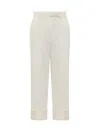 Thom Browne Pressed-crease Tapered Trousers In White