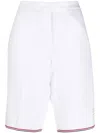Thom Browne Rwb Grosgrain Bermuda Shorts In White