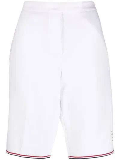 Thom Browne Rwb Grosgrain Bermuda Shorts In White