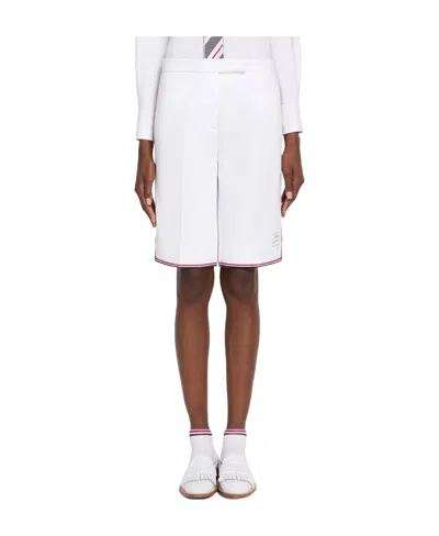Thom Browne Rwb Grosgrain Bermuda Shorts In White