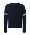 Thom Browne Rwb Intarsia Armband Tweed Pullover In Black