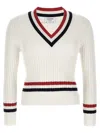 Thom Browne Rwb Intarsia Sweater Sweaters And Cardigans White In White