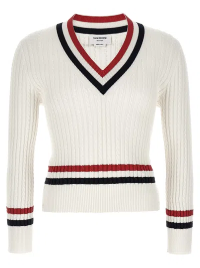 Thom Browne Rwb Intarsia Sweater Sweaters And Cardigans White