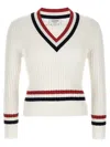 Thom Browne Rwb Intarsia Sweater Sweaters And Cardigans White In White