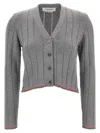 Thom Browne Ladder Full Needle Rib Stitch V Neck Car