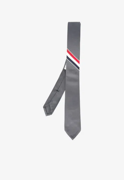 Thom Browne Rwb Jacquard Silk Classic Tie In Gray