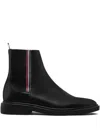 Thom Browne Black Vitello Calf Rwb Rubber Sole Chelsea Boots In Black