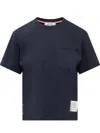 Thom Browne Rwb Tab Cotton T-shirt In Blue