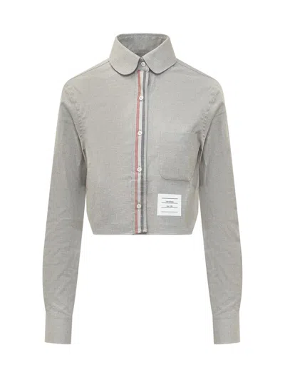 Thom Browne Rwb Cropped Shirt In Gray