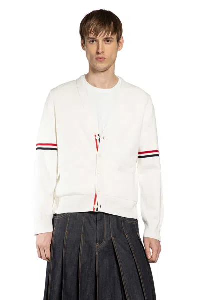 Thom Browne Rwb Milano Stitch Cardigan In White